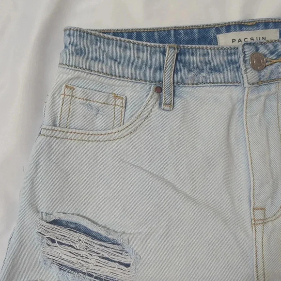PacSun Two-Tone High Rise Denim Short, Color Blue Size 25 - Picture 4 of 14